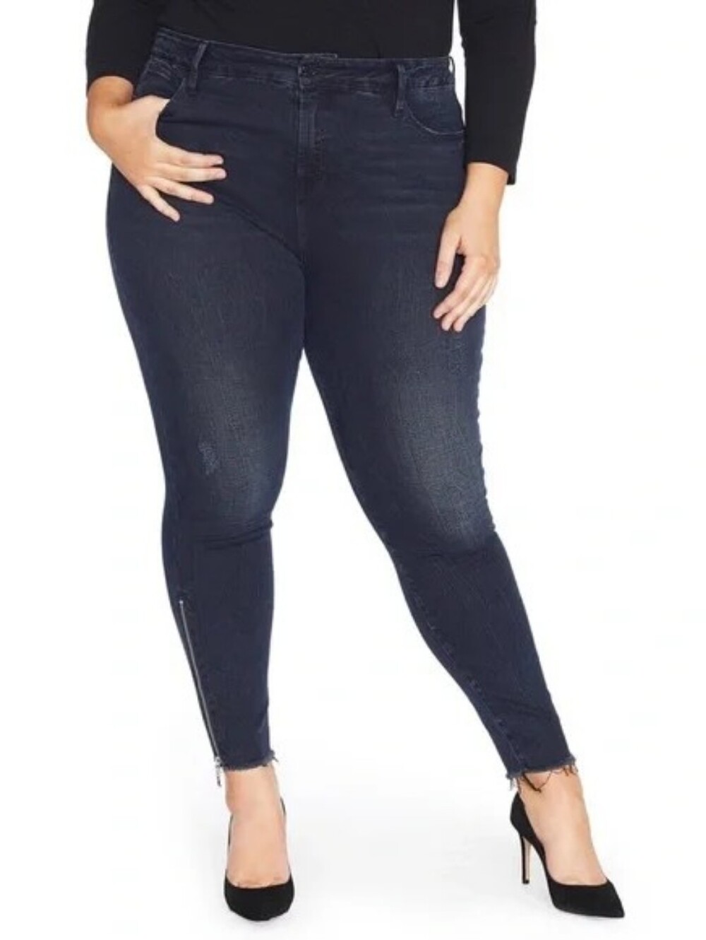 EUC The Icon Highrise Indigo Jeans with Ankle Zips By Rebel Wilson (Size 16W)